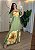 Vestido Feminino Manga Decote Quadrado Estampado Verde - Imagem 1