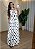 Conjunto Feminino Tricoline Saia Mid Três Mais e Cropped - Branco com Marrom - Imagem 1