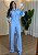 Conjunto Linho Calça Pantalona e Cropped Camisa - Azul Bebê - Imagem 1