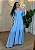 Vestido Longo Azul de Viscose Feminino com Decote V e Elasteco nas Costas – Leve e Elegante - Imagem 1