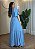Vestido Longo Azul de Viscose Feminino com Decote V e Elasteco nas Costas – Leve e Elegante - Imagem 2
