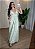 Vestido Longo Feminino Floral Listrado Verde e Branco - Imagem 2
