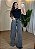 Calça Jeans Feminina Estonada Pantalona Recorte - Imagem 1