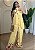 Conjunto Feminino Calça Pantalona e Blusa Frente Única Floral Amarelo em Viscolinho - Imagem 1