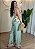 Conjunto Feminino Calça Pantalona e Blusa Frente Única Floral Verde em Viscolinho - Imagem 2
