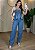 Conjunto Jeans Feminino - Blusa Peplum sem Alça e Calça - Imagem 2