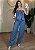 Conjunto Jeans Feminino - Blusa Peplum sem Alça e Calça - Imagem 1
