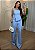 Conjunto Alfaiataria Calça Pantalona e Blusa Tomara que Caia Assimétrica - Azul - Imagem 1