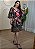 Vestido Viscolinho Curto Modelo de Manga - Estampa Preta com Rosa - Imagem 1