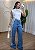 Calça Jeans Wide Leg Detalhe de Renda - Imagem 1