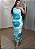 Vestido Mid Floral Ombro só Detalhe de Amarração nas Costas- Azul Turquesa - Imagem 1