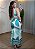Vestido Mid Floral Ombro só Detalhe de Amarração nas Costas- Azul Turquesa - Imagem 2