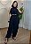 Conjunto Feminino de Chiffun com Blusa Gola Alta e Calça Aladim - Preto - Imagem 1