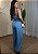 Conjunto Feminino de Chiffun com Blusa Gola Alta e Calça Aladim - Azul - Imagem 2