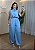 Conjunto Feminino de Chiffun com Blusa Gola Alta e Calça Aladim - Azul - Imagem 1
