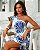 Vestido Malha Fria de Um Ombro Só Azul e Branco - Imagem 1