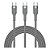 CABO WIWU CONCISE 2 EM 1 USB-C X 2 USB-C 100W CINZA - Imagem 1
