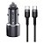 KIT CARREGADOR VEICULAR HREBOS 60W DUAL USB-C COM CABO TIPO C PRATA CRV-203CC - Imagem 1