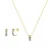 Conjunto de Gargantilha com Pingente e Brincos Colorido Banhado a Ouro 18k - Imagem 1