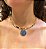 Conjunto Colar Aro e Brincos Redondo Banhado a Ouro 18k - Pedras Naturais Cianita Azul - Imagem 1