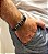 Pulseira Masculina em Couro e detalhes em Aço Inox Prateado - Imagem 1