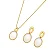 Conjunto com Gargantilha e Brincos Oval - Pedras Naturais Opalina Banhado a Ouro 18K - Imagem 1