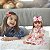 Boneca Loira Vestido Floral Rosa Realista Enxoval Completo - Imagem 5