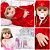 Boneca Reborn Realista Loira Conjunto Renda Vermelho - Imagem 1