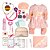 Boneca Bebê Silicone Cabelos Castanhos Roupa Salmão 17 Itens - Imagem 5