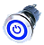 chave botão 19mm com trava Luz azul on off inox metal liga desliga universal 12v-24v 19mm - Imagem 1