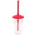 Copo de Acrílico Durável com Tampa e Canudo 300ml - Vermelho - 1 unidade - Rizzo - Imagem 1