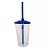 Copo de Acrílico Durável com Tampa e Canudo 300ml - Azul Royal - 1 unidade - Rizzo - Imagem 1
