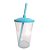 Copo de Acrílico Durável com Tampa e Canudo 300ml - Azul Claro - 1 unidade - Rizzo - Imagem 1