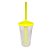 Copo de Acrílico Durável com Tampa e Canudo 300ml - Amarelo Neon - 1 unidade - Rizzo - Imagem 1