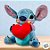 Pelúcia Stitch e Coração - Com Luz e Som - 24cm - 1 unidade - Disney Original - Rizzo - Imagem 1