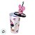Copo de Plástico com Tampa e Canudo Pin Minnie Rosa - Holográfico - 500ml - 1 unidade - Disney Original - Plasútil - Imagem 4