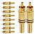 Kit com 10 Conectores Linha RCA Macho Metal Gold Preto Storm - Imagem 1