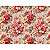 Tecido Tricoline Estampado Digital Coleção Rosário Rosas Grandes 50x150cm Fernando Maluhy Rosa e Bege - Imagem 2