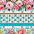 Tecido Tricoline Digital Coleção Flower Love Cris Poletto Barrado Tiffany 55x150 cm - Imagem 1