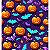 Tecido Tricoline Digital Fernando Maluhy Coleção Halloween Abóboras e Morcego Fundo Roxo 50x150 cm, 100% Algodão - Imagem 3