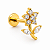 Piercing Labret Flor Zircônia Aço Cirúrgico Rosca Interna Hélix Trágus Conch Flat Lóbulo Prata Dourado - Imagem 3