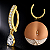 Piercing Umbigo Argola Click Zircônia Gota Aço Cirúrgico 1.6mm 12mm Prata ou Dourado PVD - Imagem 2