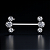 Piercings de Mamilo 3 Pedras (Trio Zircônias)  Titânio – Barbell - Imagem 2
