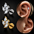 Piercing Flor Ramos Aço Cirúrgico Zircônia Labret Hélix Trágus Conch Flat Lóbulo Prata Dourado Rosca Interna - Imagem 2