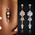 Piercing Umbigo Pêndulo Zircônia Aço Cirúrgico Dourado 10mm 1.6mm Pedras Pendentes Cravejado Feminino - Imagem 3
