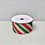 Fita Decorativa Estampa Listrada Verde Vermelho e Natural 6.3cm x 9.14m - Imagem 1