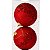 Conjunto 2 Bolas de Natal Flocada com Glitter Vermelha 10cm - Imagem 1