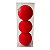 Conjunto 3 Bolas de Natal Flocada Vermelha 8cm - Imagem 1