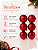 Kit 6 Bolas de Natal 6cm Vermelhas Brilhante Fosca Glitter - Imagem 6