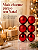 Kit 6 Bolas de Natal 6cm Vermelhas Brilhante Fosca Glitter - Imagem 9